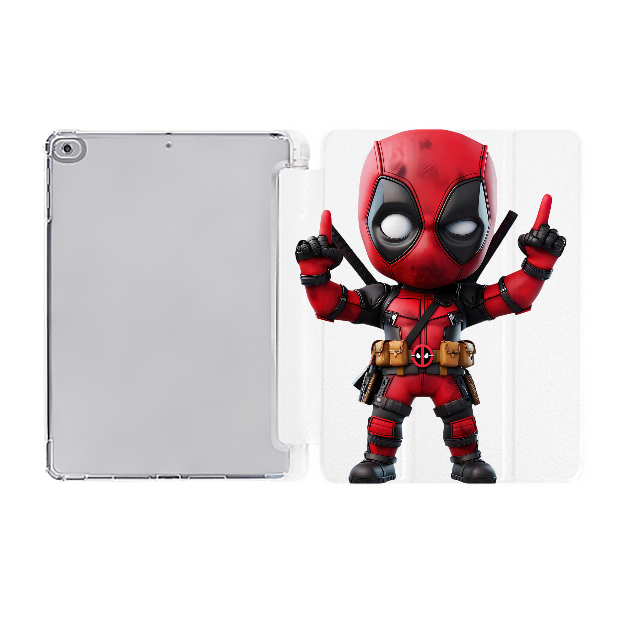 （画像用） Deadpool デッドプール IPad ケース ペン収納付き 三つ折りスタンド PUレザー×シリコン 対応機種9.5/10.5/10.9インチ